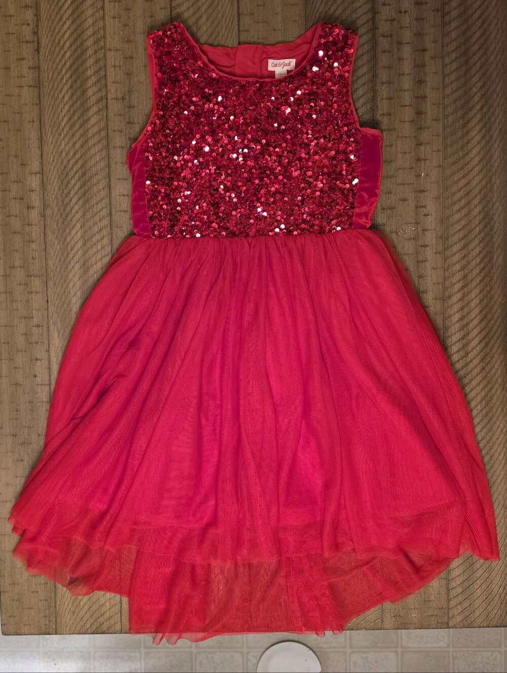 Cat & Jack Red Sequin Tulle Party Dress for Girls